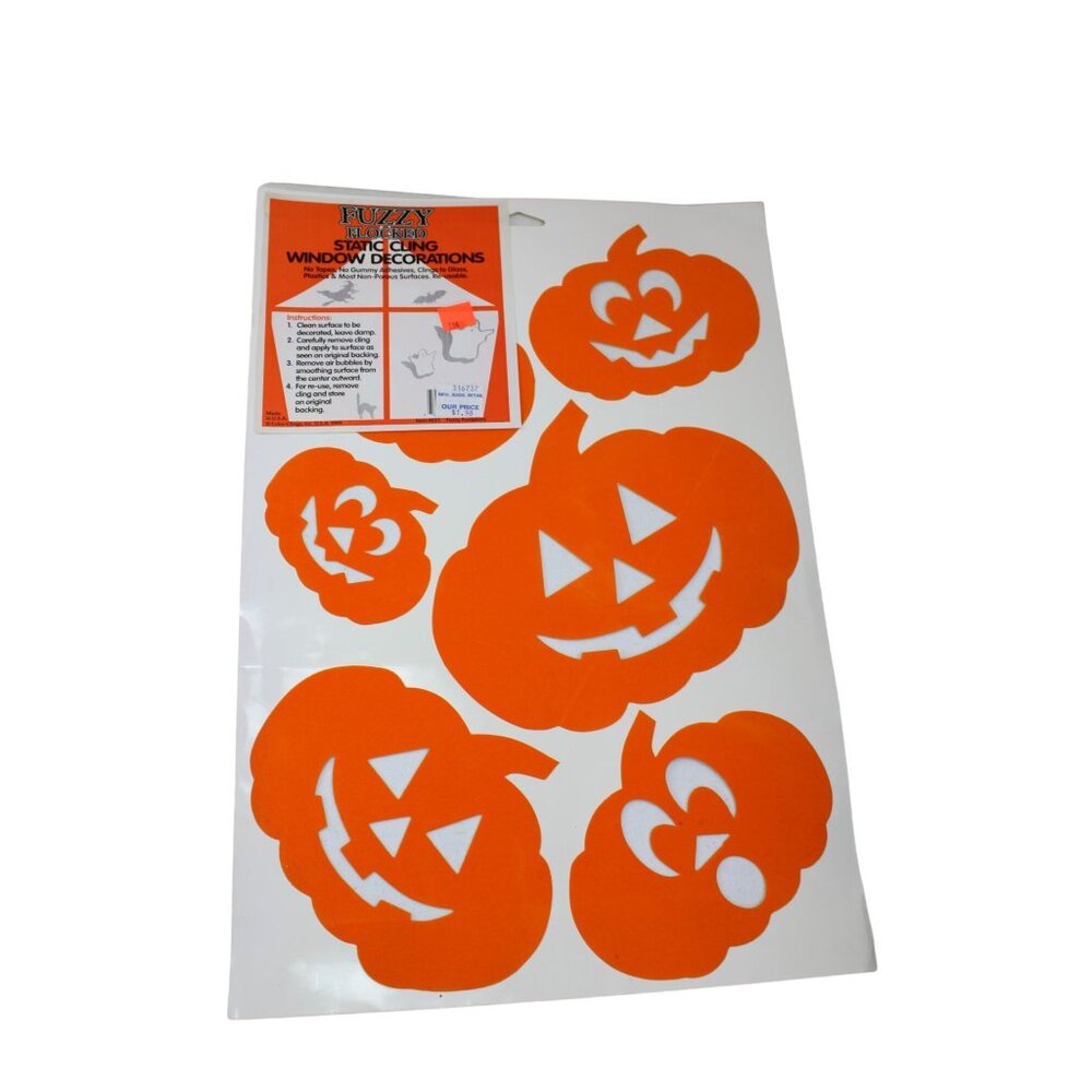 Color Clings Create A Cling Halloween Window Flocked Pumpkins 1994 91914